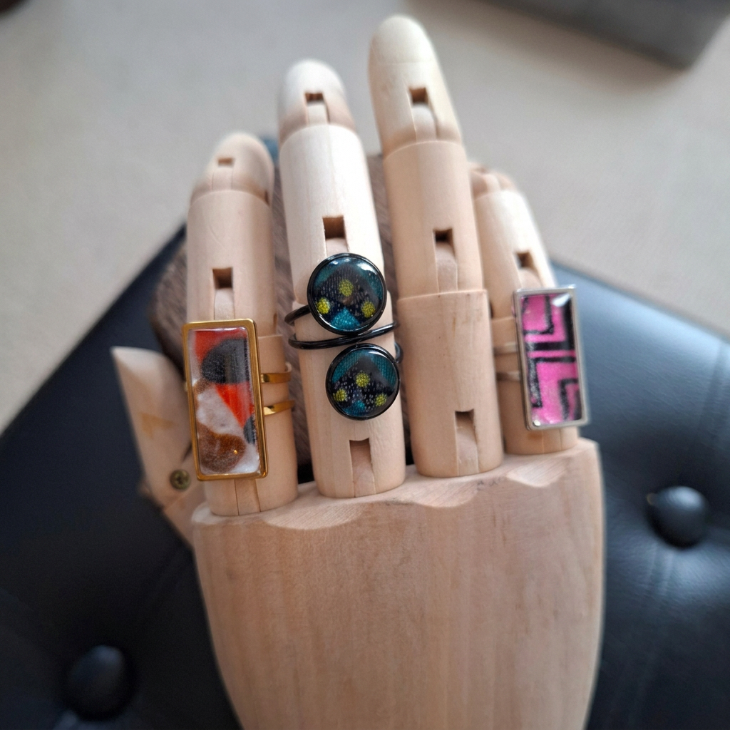 Customer wearing CocoRoomCreative jewellery